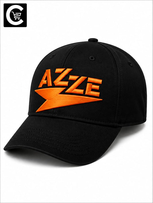 Boné AZZE Preto e Azul com Logo Laranja – Estilo Urbano e Esportivo