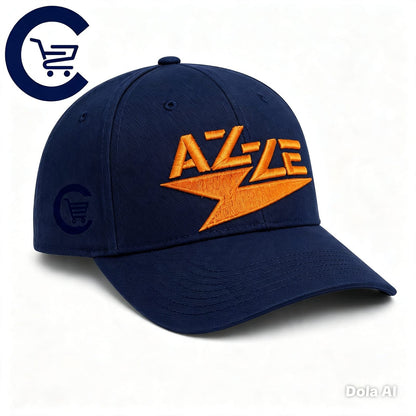 Boné AZZE Preto e Azul com Logo Laranja – Estilo Urbano e Esportivo