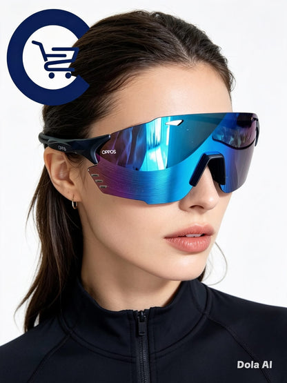 Óculos de Sol Esportivo OPPOS Azul Espelhado Preto Unissex