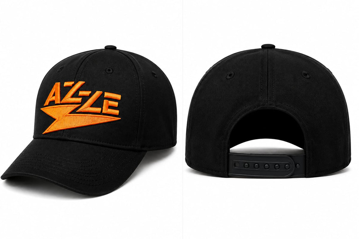 Boné AZZE Preto e Azul com Logo Laranja – Estilo Urbano e Esportivo