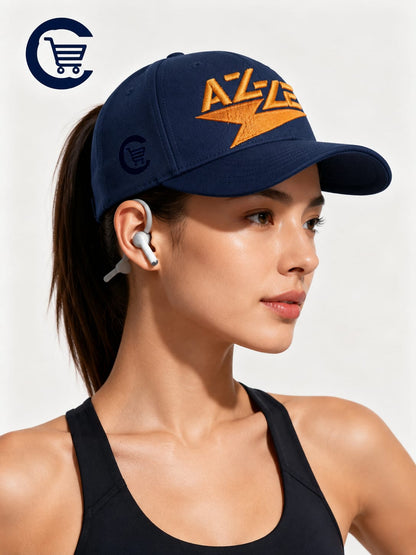 Boné AZZE Preto e Azul com Logo Laranja – Estilo Urbano e Esportivo