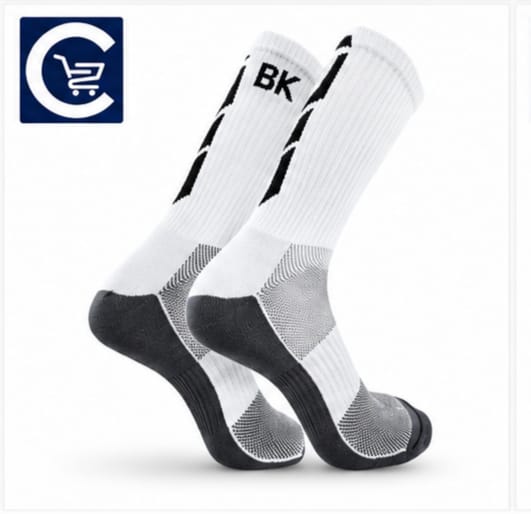 Meia de Ciclismo Esportiva Cano Alto – Preto e Branco