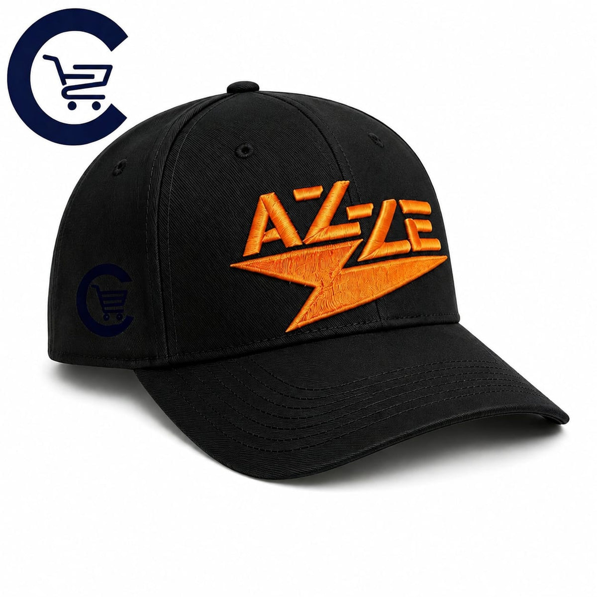 Boné AZZE Preto e Azul com Logo Laranja – Estilo Urbano e Esportivo