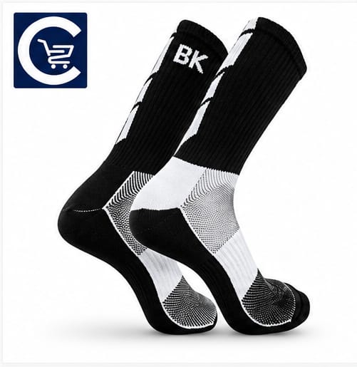 Meia de Ciclismo Esportiva Cano Alto – Preto e Branco